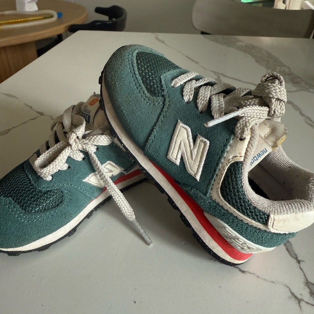 New Balance Kids' Teal and White Sneakers